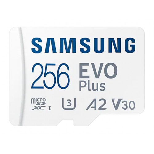 Samsung microSD kortelė EVO PLUS 256 GB, MicroSDXC, Flash atminties klasė 10, SD adapteris