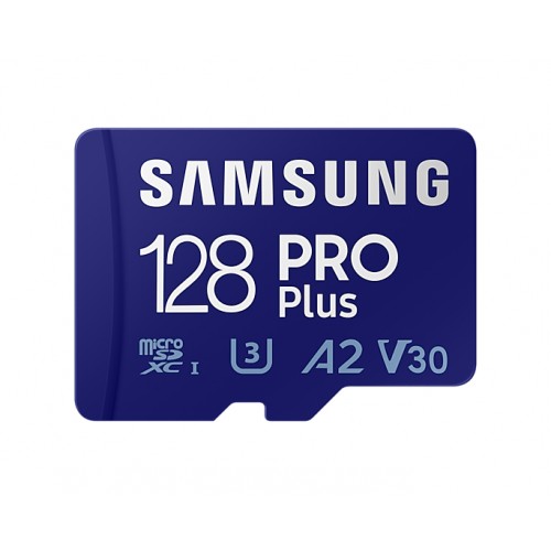 Samsung microSD Card Pro Plus 128 GB, MicroSDXC, Flash atminties klasė 10, SD adapteris