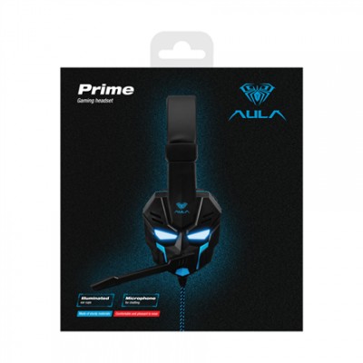 Aula Prime“ žaidimų ausinės 2 x 3,5 mm, USB (apšvietimui), įmontuotas mikrofonas Ausinės ir