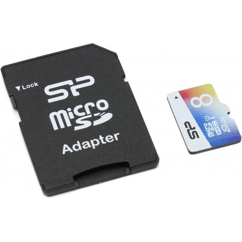 Silicon Power Elite UHS-1 Colorful 8 GB“, „MicroSDHC“, „Flash“ atminties klasė 10, SD adapteris