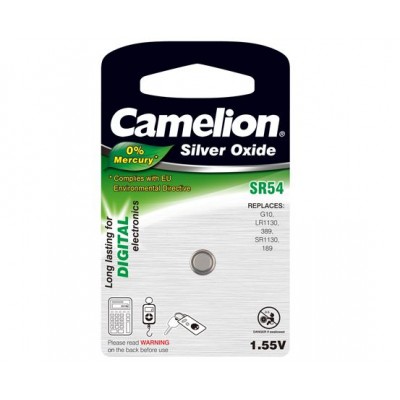 Camelion SR54/G10/389, sidabro oksido elementai, 1 vnt. Baterijos Camelion