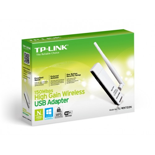 TP-LINK USB 2.0 adapteris TL-WN722N 2.4GHz, 802.11n, 150 Mbps, 1x nuimama 4dBi antena Tinklo
