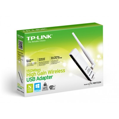 TP-LINK USB 2.0 adapteris TL-WN722N 2.4GHz, 802.11n, 150 Mbps, 1x nuimama 4dBi antena Tinklo