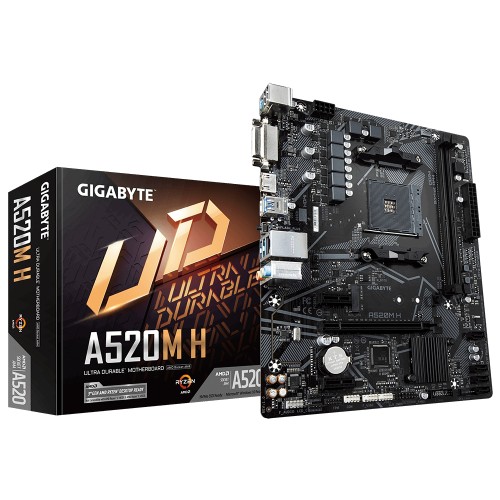 Gigabyte A520M H 1.0 Procesorių šeima AMD, Procesoriaus lizdas AM4, DDR4 DIMM, 2 atminties