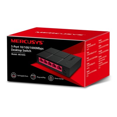 Mercusys Switch MS105G, Šakotuvas , maitinimo tipas išorinis, Ethernet LAN