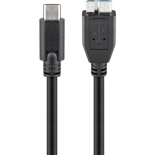 Goobay 67995 USB-C į micro-B 3.0 kabelis Apvalus kabelis, SuperSpeed duomenų perdavimas – USB-C