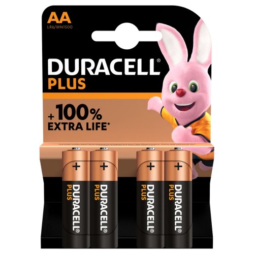 Duracell Plus MN1500 AA, šarminis, 4 vnt. Baterijos Duracell