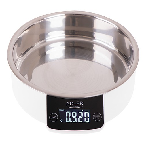 Adler virtuvės svarstyklės su dubeniu AD 3166 Maksimalus svoris (talpa) 5 kg, Padalos 1 g
