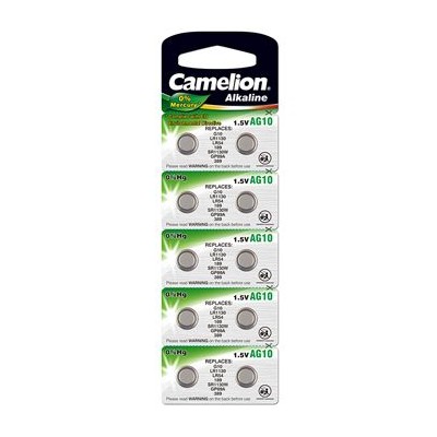 Camelion AG10/LR54/LR1131/389, šarminis mygtukas, 10 vnt. Baterijos Camelion