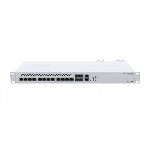 MikroTik Cloud Router Switch“ 312-4C+8XG-RM su „RouterOS L5“, 1U ant stovo tvirtinamu korpusu