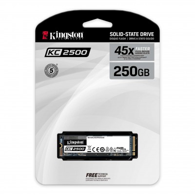 Kingston KC2500 250 GB, SSD sąsaja M.2 NVME, Rašymo greitis 1200 MB/s, Skaitymo greitis 3500