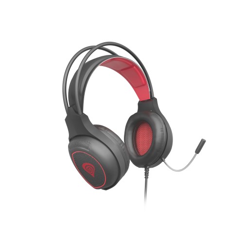 Genesis RADON 300 žaidimų ausinės, įmontuotas mikrofonas, juoda/raudona Ausinės/mikrofonai