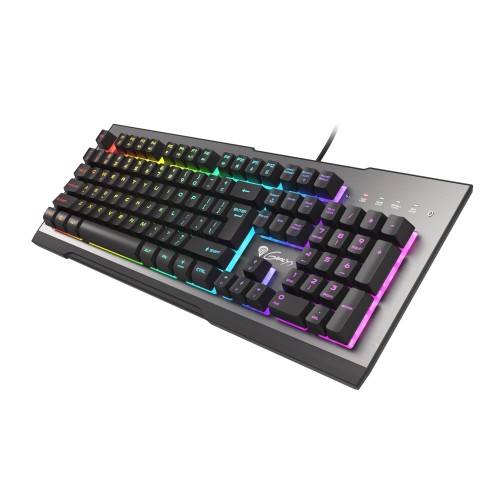 Genesis Rhod 500“ žaidimų klaviatūra, RGB LED lemputė, JAV, sidabrinė/juoda, laidinė