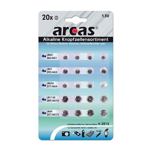 Arcas AG rinkinys 4xAG1, 4xAG3, 4xAG4, 4xAG10, 4xAG13, šarminis sagos elementas, 20 vnt.