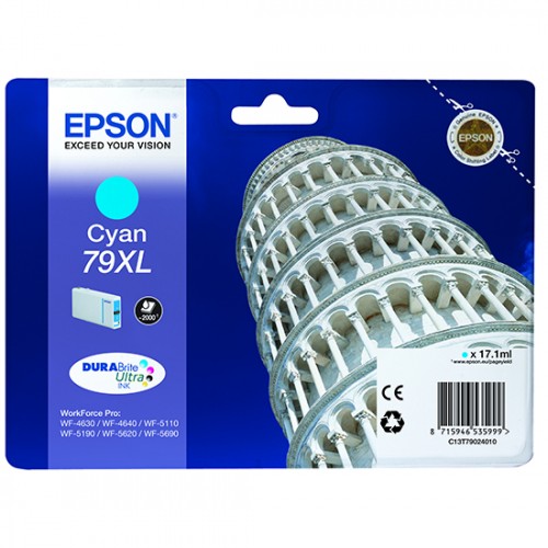 Epson 79XL C13T79024010 rašalo kasetė, žalsvai mėlyna Spausdintuvų reikmenys Epson