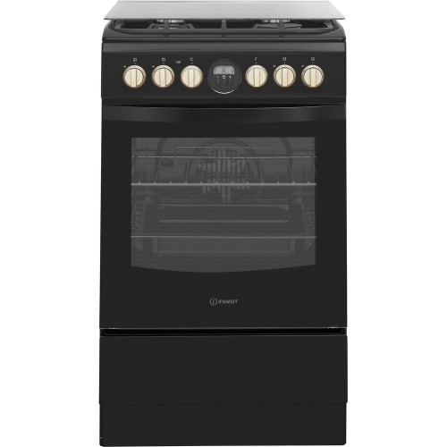 INDESIT Cooker IS5G8CHB/PO Hob type Gas, Oven type Electric, Black, Width 50 cm, Grilling, 57