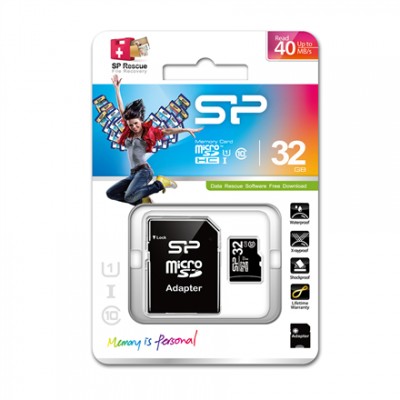 Silicon Power 32 GB, MicroSDHC, Flash memory class 10, SD adapter Atminties kortelės Silicon