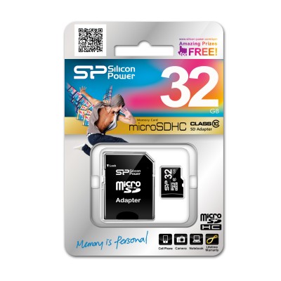 Silicon Power 32 GB, MicroSDHC, Flash memory class 10, SD adapter Atminties kortelės Silicon