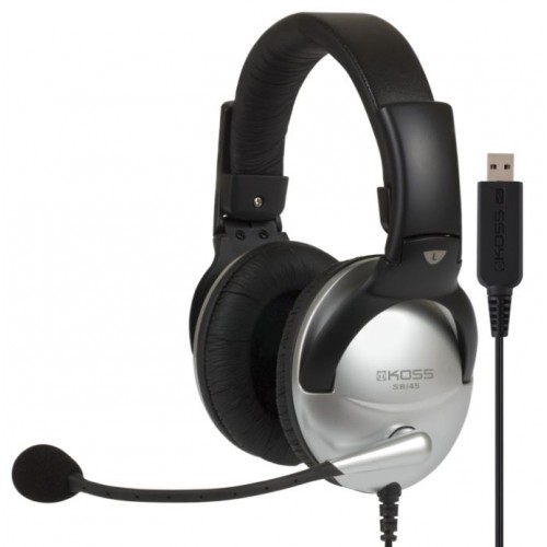 Koss Gaming headphones SB45 USB Headband/On-Ear, USB, Microphone, Silver/Black, Noice
