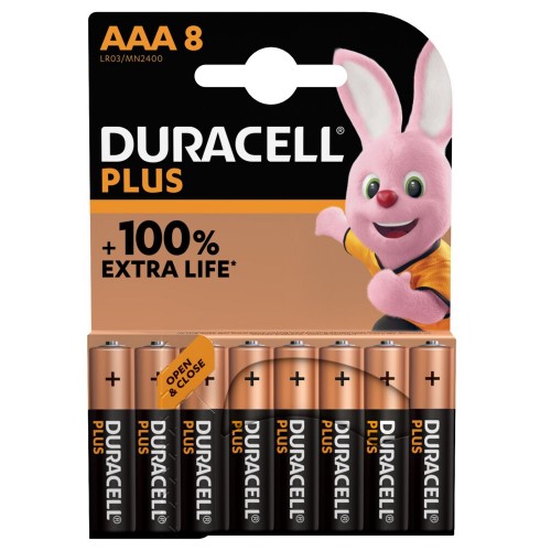 Duracell Plus MN2400 AAA, Alkaline, 8 pc(s) Baterijos Duracell