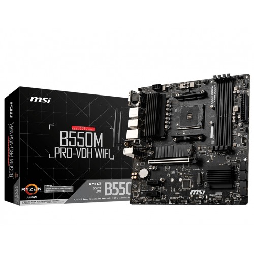 MSI B550M PRO-VDH WIFI Processor family AMD, Processor socket AM4, DDR4, Memory slots 4