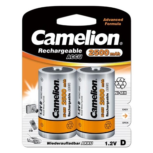 Camelion D/HR20, 2500 mAh, Ni-MH įkraunamos baterijos, 2 vnt. Baterijos Camelion