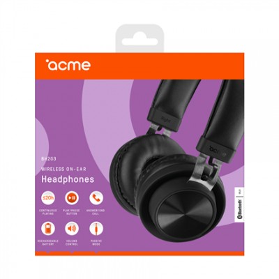 Acme BH203 3,5 mm/Bluetooth, juodas, įtaisytas mikrofonas Ausinės ir ausinukai Acme