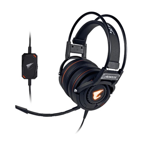 Gigabyte žaidimų ausinės AORUS H5 3,5 mm, juodos, įmontuotas mikrofonas Ausinės ir ausinukai
