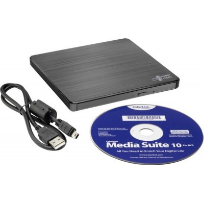 H.L Data Storage Ultra Slim Portable DVD-Writer GP60NB60 Interface USB 2.0, DVD R/RW, CD read speed 24 x, CD write speed 24 x, B