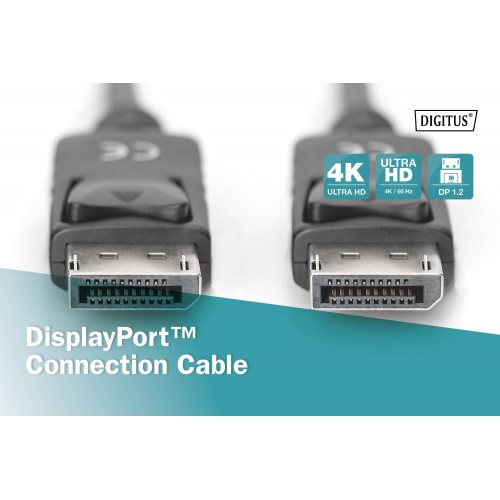 Digitus DisplayPort“ prijungimo kabelis AK-340100-010-S juodas, DP į DP, 1 m Vaizdo laidai