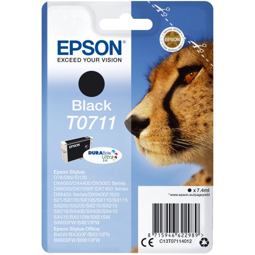 Epson T0711 rašalo kasetė, juoda Spausdintuvų reikmenys Epson