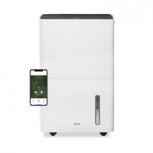 Duux Dehumidifier Bora Power 420 W, Suitable for rooms up to 50 m , Water tank capacity 4 L, White, Humidification capacity 20 m