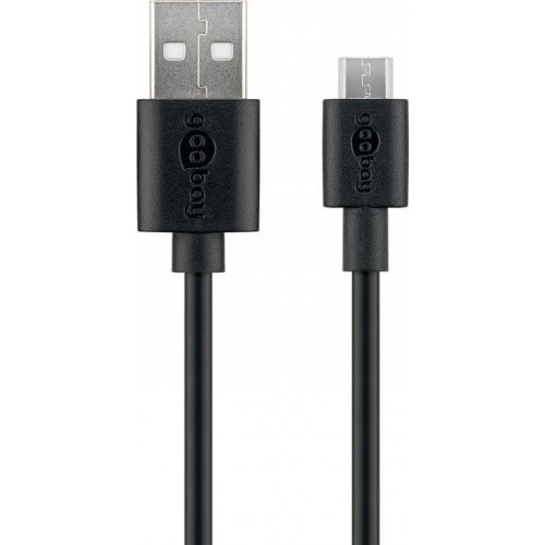 Goobay Micro USB įkrovimo ir sinchronizavimo laidas 46800 juodas, USB 2.0 mikro kištukas (B