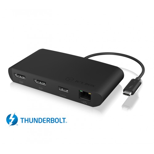 Raidsonic Icy Box Thunderbolt 3“ prijungimo stotis su dviguba „DisplayPort“ sąsaja IB-DK406-TB3