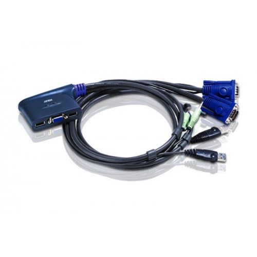 Aten 2 prievadų USB VGA / garso kabelio KVM jungiklis (1,8 m) KVM komutatoriai (Switch) Aten