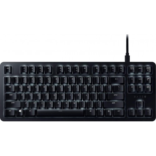 Razer BlackWidow Lite Silent“, žaidimų, JAV, juoda, laidinė, mechaninė klaviatūra (oranžinis