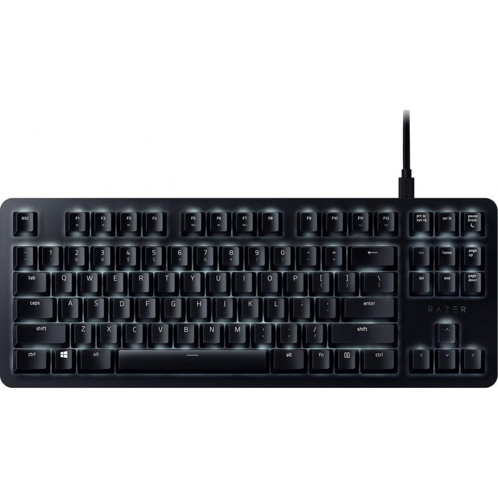 Razer BlackWidow Lite Silent“, žaidimų, JAV, juoda, laidinė, mechaninė klaviatūra (oranžinis