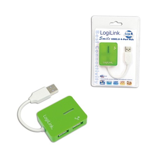 Logilink USB 2.0 šakotuvas 4 prievadų, šypsena, žalia Įvairūs šakotuvai Logilink