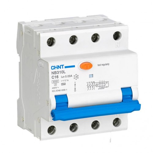 Chint Circuit breaker, 3-phase, 32A NB310L RCBO