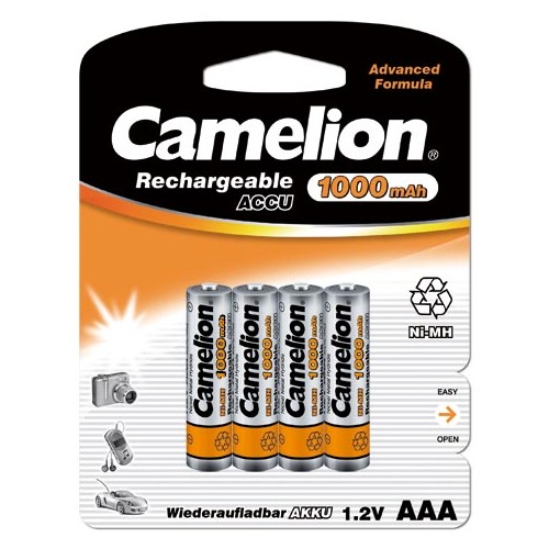 Camelion AAA/HR03, 1000 mAh, įkraunamos baterijos Ni-MH, 4 vnt Baterijos Camelion