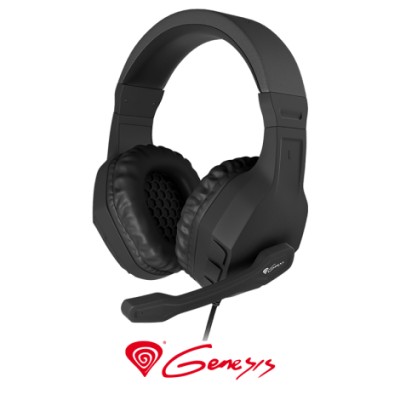 Genesis žaidimų ausinės „Argon 200“, 2 x 3 kontaktų 3,5 mm stereo mini lizdas, NSG-0902, juoda