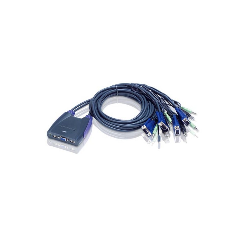 Aten 4 prievadų USB VGA/garso kabelio KVM jungiklis KVM komutatoriai (Switch) Aten