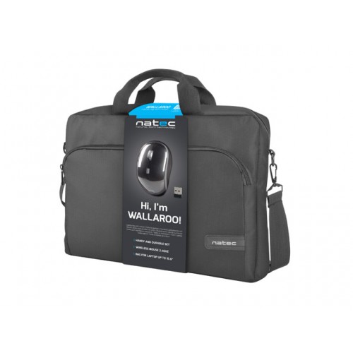 Natec Laptop Bag Wallaroo 15.6 with Wireless Mouse NTO-1304 Black, 15.6 ", Laptop Case