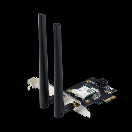 ASUS PCE-AX3000 (802.11ax) AX3000 Dual-Band PCIe Wi-Fi 6 Asus 2 external antennas Bluetooth 5.0, WPA3 network security, OFDMA an